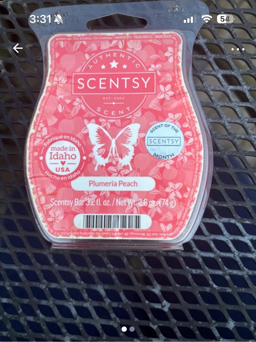 Scentsy Plumeria Peach Wax Bar - Coral Pink